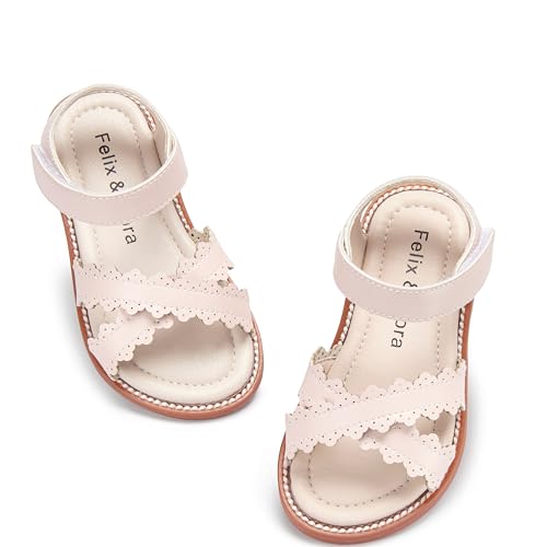 Image of Felix & Flora Toddler Girl Sandals - Little Girl Easter Dress Shoes Lightweight Open Toe Beach Holiday Flats