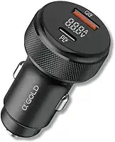 Carregador Veicular Turbo A’GOLD 60W 9.1A – Carregamento Rápido PD QC 3.0 com Display LED, USB + Tipo-C, Carregador Celular