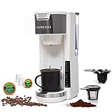 Mixpresso White Single Serve Coffee Brewer K-Cup Pods Compatible & Ground, 30 oz...