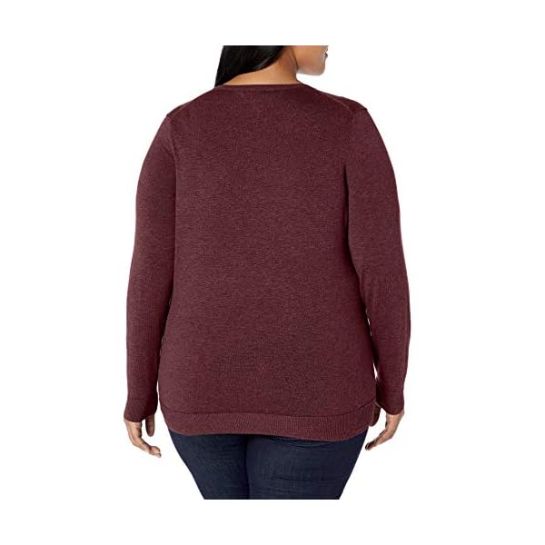 Amazon-Essentials-Womens-Plus-Size-Lightweight-V-Neck-Sweater Amazon Essentials Women's Classic-Fit Lightweight Long-Sleeve V-Neck Sweater (Available in Plus Size), Dark Burgundy, 3X