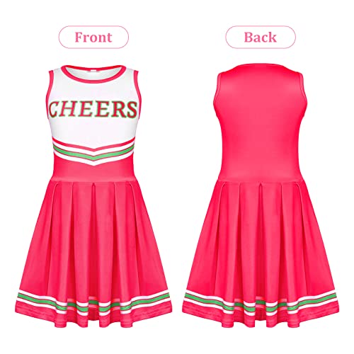 Girls Cheerleader Costume Outfit Set Fancy Dress For Halloween Party Birthday, Pink (7 To 8 Years Old) #TOP2