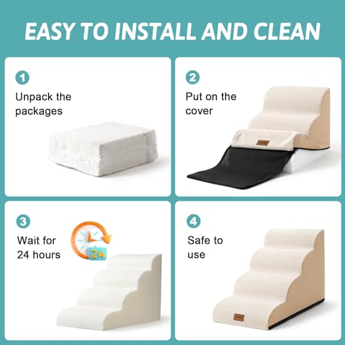 Dog-Stairs-for-Small-Dogs-157-H-Curved-Dog-Step-for-Puppy-Older-Cat-Medium-Dog-Pet-Ramp-for-Sofa-Couch-or-Bed-Ladder-with-High-Density-Foam-157x224x157-inch-3-Step-Beige Dog Stairs for Small Dogs 157 H Curved Dog Step for Puppy Older Cat Medium Dog Pet Ramp for Sofa Couch or Bed Ladder with High Density Foam 157x224x157 inch 3 Step Beige