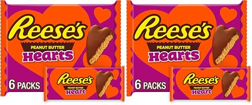Reese's Milk Chocolate Peanut Butter Hearts, Valentine's Candy Packs, 1.2 oz (6 Count) (Pack of 2)