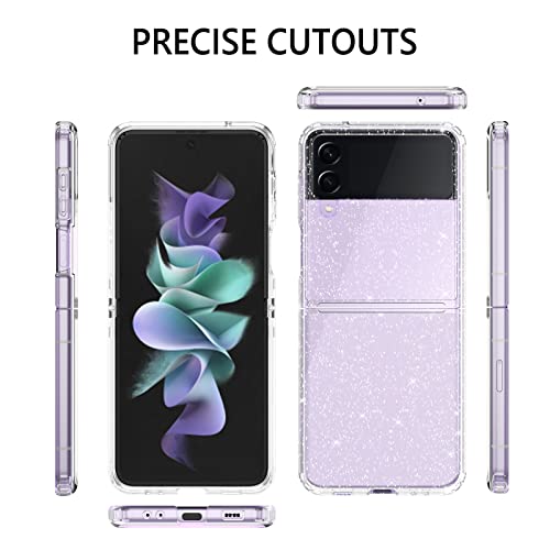 Guagua Compatible With Samsung Galaxy Z Flip 3 5G Case 6.7 Inch Crystal Clear Tpu Cover Glitter Sparkle Bling Slim Shockproof Protective Phone Cases For Samsung Galaxy Z Flip 3 2021 Transparent #TOP7