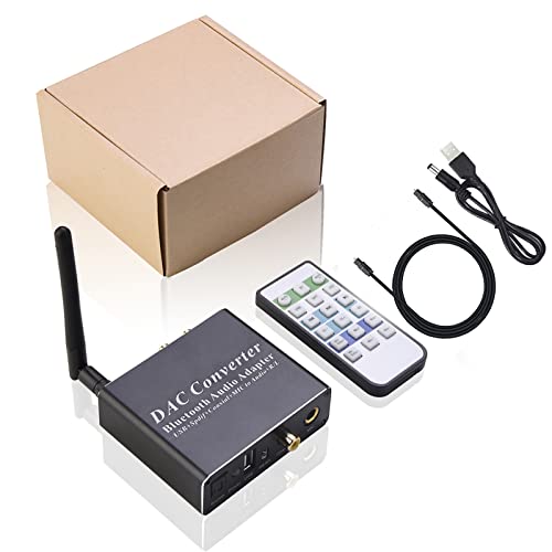 SANON Adaptateur audio Bluetooth DAC convertisseur numérique vers analogique avec récepteur Bluetooth 5.0 optique/coaxial vers 3,5 mm/RAC