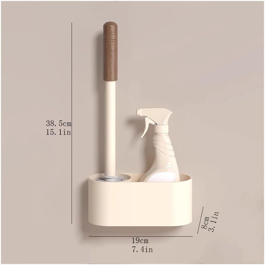 Toilet Brush, Bathroom Toilet Brush Shelf Round Brush Head Toilet Brush Holder Set Wall Mounted or Floor Standing Plastic Toilet Brus Kit,Toilet Brush and Holder Set