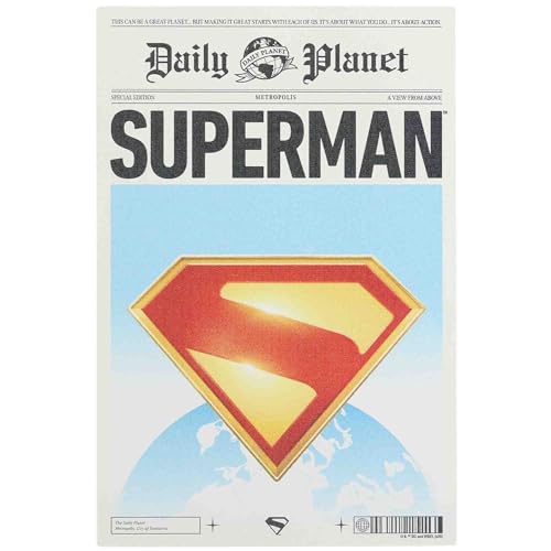 Open Road Brands DC Comics Superman Daily Planet Wood Wall Decor - Classic Superman Newspaper Wall Art for Home or Office