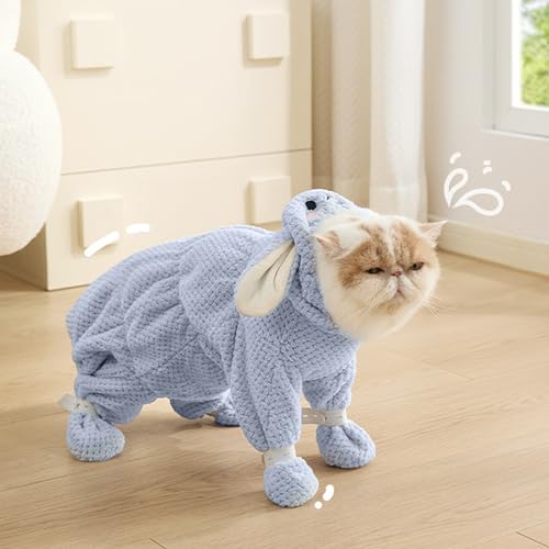 Hunde-Bademantel – Korallen-Fleece-Handtuch mit Fußschlaufe, Reißverschluss-Design, Haustierkostüme, Katzenbekleidung und Zubehör für Weihnachten, Muttertag oder Valentinstag