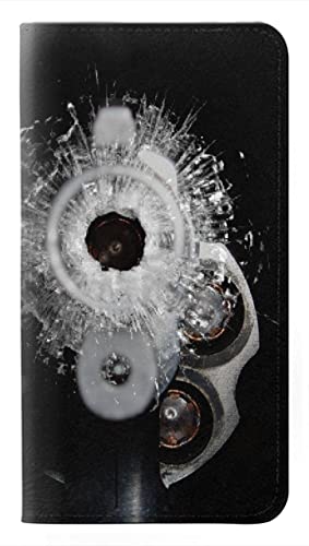 iPhone 15 Plus étui clapet antichoc motif Gun Bullet Hole protection housse cuir portefeuille