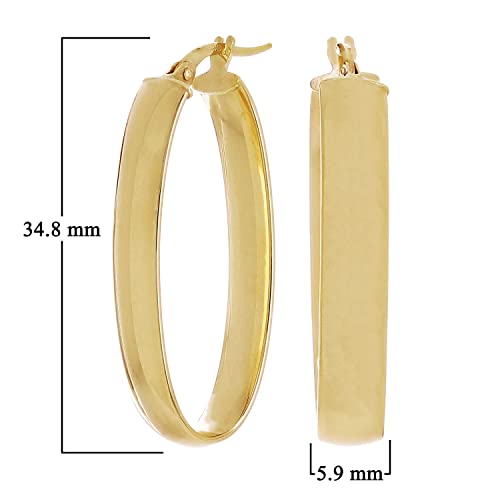 Italian 14kt Yellow Gold Hollow Oval Hoop Drop Earrings 1.4" 5.9mm 2.8 grams4