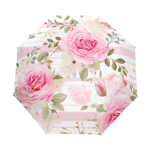 Parapluie rose à rayures aquarelle pour femme idéal pour les trajets urbains quotidiens