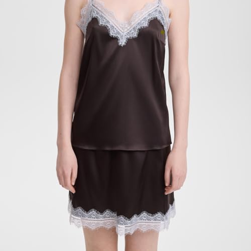 Satin Silk Mini Skirt Women Low Rise Lace Trim A Line Layered Underskirt Half Slip Short Skirts Y2k Shirt Extender4