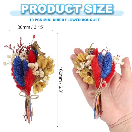 Mini ramo de flores secas PATIKIL, 10 piezas, azul-rojo miniatura 2