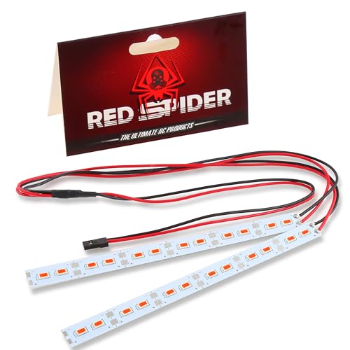 24 LED Chassis Light Aluminum RC LED Strip for 1/8 1/10 1/16 RC Truck Tank Crawler Buggy Car HPS HPI Traxxas SCX24 TRX4 TRX6 Slash Rustler Redcat 4WD (Red)