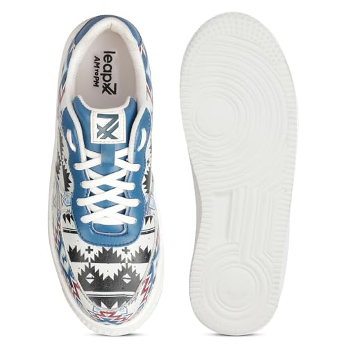 Image of Liberty Leap7x MJH-M04 Printed Sneakers for Men with PVC Upper | EVA Sole Casual Shoes with Lacing | Comfortable Footbed | Memory Foam Insole | Lightweight, Stylish & Modern (White)