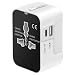 Travel Adapter, Worldwide All in One Universal Power Adapter AC Plug International Wall Charger with Dual USB Charging Ports for US EU UK AUS Europe Cell Phone (White)