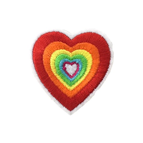 Fashion Culture Growing Heart Embroidered Iron On Patch Applique, Rainbow