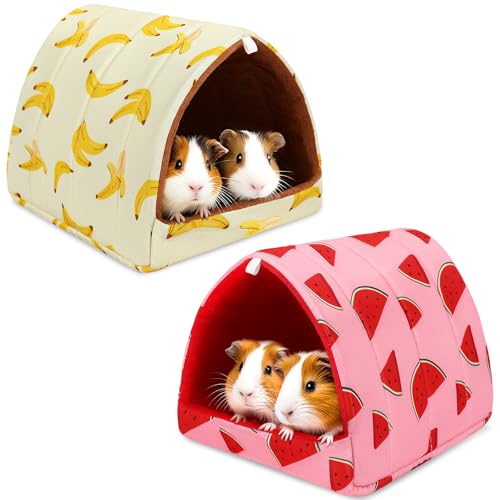 UPINS 2 Pack Guinea Pig Bed Guinea Pig Hideout Washable Small Animal House Cage Accessories for Dwarf Rabbits Chinchillas Hamsters Hedgehogs Ferrets Bearded Dragons and Rats(9.84 x 9.84 inches)