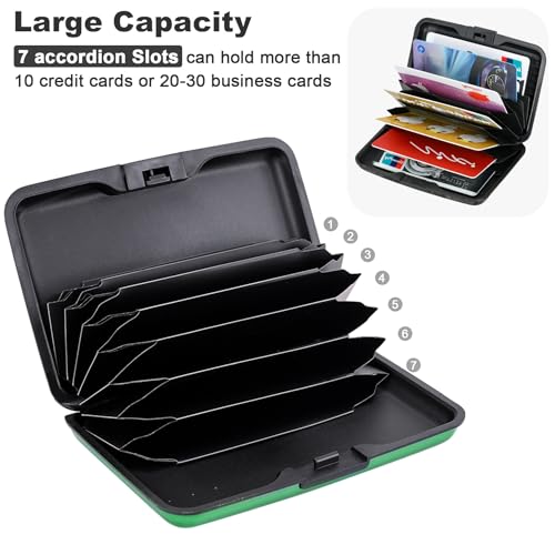 Image of ELFISH Mini RFID Aluminum Wallet Credit Cards Holder Business Card Case Metal ID Case for Men Women (Green)