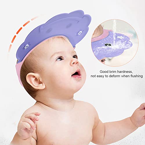 Image of 2 Pcs Baby Shower Cap Adjustable Girls Boys Hair Washing Shield Waterproof Ear Protective Shampoo Hat Soft Bath Head Cap Visor