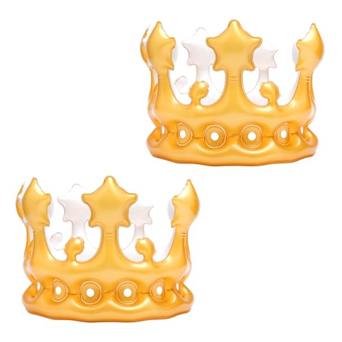 VOSSOT 2 pezzi di corona compleanno gonfiabile - Birthday Crown Children & Adults, Party Crown Girl Boy, decorazione del compleanno della corona, riutilizzabile per carnevale,Festa