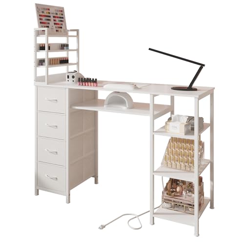 NinPeen L-Shape Manicure Table with Power Outlet