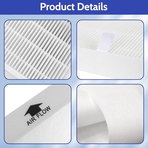 Lot de 4 filtres de rechange C535 compatibles avec Winix C535 pour purificateur d'air Winx PlasmaWave 5300-2, C535, P300, 6300-2, 5300, 9000, filtres HEPA H13, remplace les filtres 115115 taille 21 A,