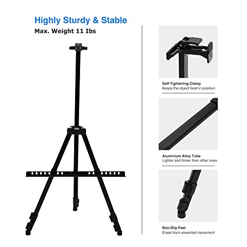 Artify 73 Inches Double Tier Easel Stand, Adjustable Height from 22-73”, 3 in 1, Aluminum Tripod for Painting and Display with an Environmental Friendly Carrying Bag and Spare Parts （4-Pack, Black) - Thumbnail 3