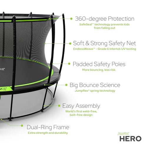 Jumpflex HRO-15FT-GRN-02 MPN Large Round Recreational Backyard Trampoline & Net thumb #1