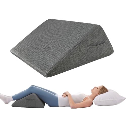 Knee Wedge Pillow - Memory Foam Leg Support for Sleeping, Post Surgery Triangle Pillow Wedge, Leg Elevation, Knees Hip Back Pain Relief (23.6 x 26 x 10, Extra Large, Black)