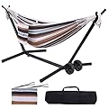 Wilsall Portable Hammock with Stand Included with Wheels Outdoor Double 2 Person Heavy Duty Hamacas con Base 450 lb Capacity