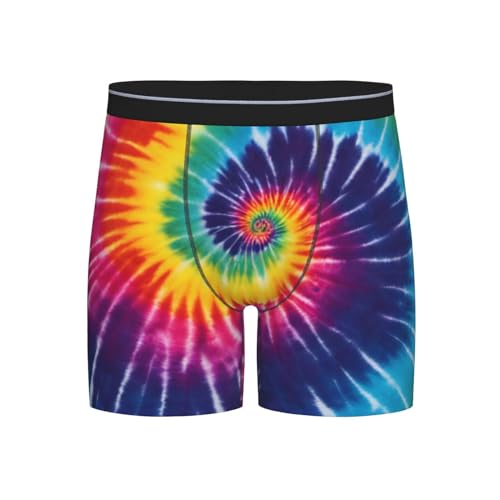 FeHuew Tie Dye Funny Boxer Brief For Men Breathable Stretch Underwear Fun Novelty Gift Small