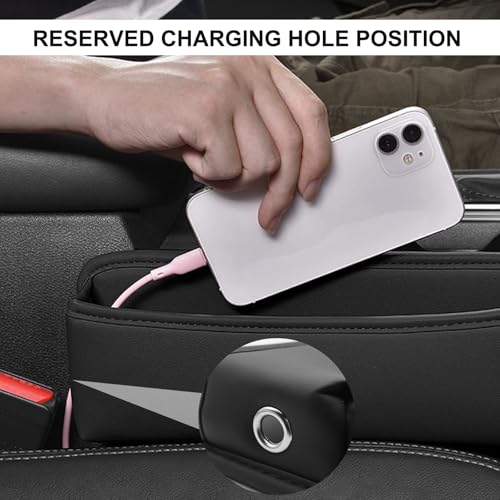 Elegananccy 2 Pack Car Seat Gap Filler Organizer, Adjustable Leather Car Seat Storage Box for Phones, Glasses, Keys, Cards (Black)