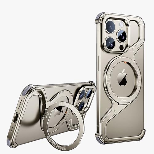 Coque iPhone 14 magnétique en métal : étui sans cadre antichoc couleur titane