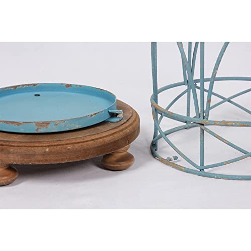 Ho+Me Farmhouse Large Lanterns Decorative Outdoor Tall 18 Inch, Rustic Teal Hurricane Candle Holders For Pillar Candles, Shabby Chic Turquoise Wedding Decor Indoor Fireplace #TOP3