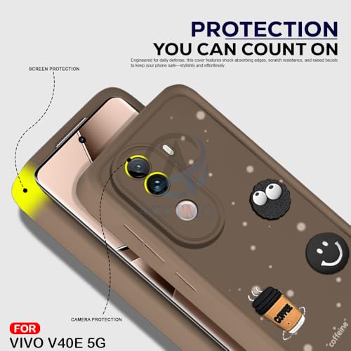Image of AESTMO Back Case Cover for Vivo V40E 5G / iQOO Z9S 5G | Cute Fun Cartoon 3D Ball | Coffee Silicone Case | Full Body Protection | Camera Protection Back Cover for Vivo V40E 5G / iQOO Z9S 5G (Brown)