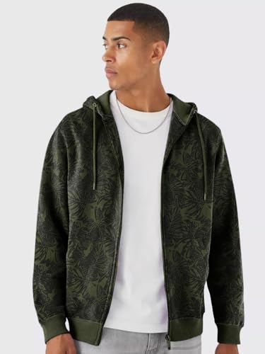 Image of Urbano Fashion Men's Cotton Regular Fit Printed Full Sleeve Casual Hooded Winterwear Sweatshirt