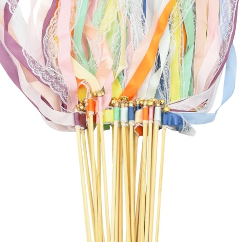 Coriver 30 Stück Wedding Wands, 6 Farben Zauberstäbe Hochzeit Luftschlangen Holzstäbchen werden mit Glocke, Band Wands für Hochzeitsdeko Gartenparty Feiertagsfeiern Verwendet Coriver 30 Stück Wedding Wands, 6 Farben Zauberstäbe Hochzeit Luftschlangen Holzstäbchen werden mit Glocke, Band Wands für Hochzeitsdeko Gartenparty Feiertagsfeiern Verwendet