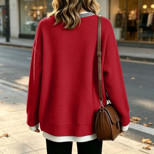 Sweatshirt for Women Crew Neck Knit Long Sleeves Polka Dot Sweatshirts - image 6
