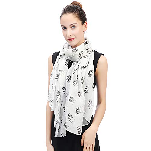 Lina & Lily English Bulldog Dog Print Women's Scarf Shawl Wrap Lightweight2