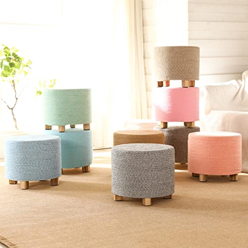 Tabouret de pied rond en fil de coton bonbon pour salon 40x31 - 5