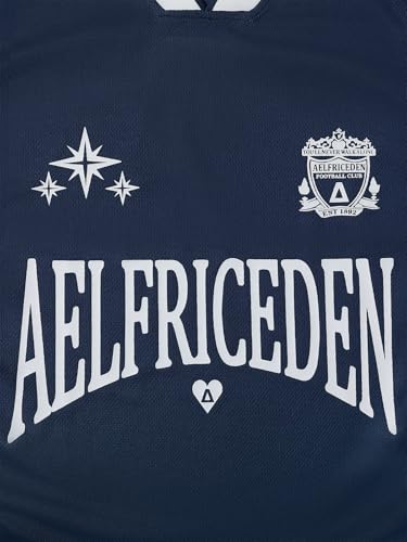 Aelfric Eden Jersey Shirts Women Oversized Mesh V Neck Graphic Tees Y2k Color Block Short Sleeve T Shirt Tops