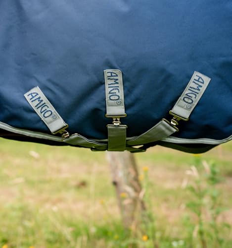 Image of Horseware Amigo Bravo 12 Plus Turnout 400g - Navy /Titanium Grey & Silver, 66 inches