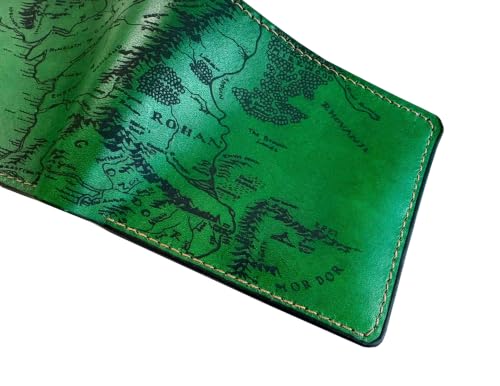 Image of Vintage Handmade Mens Wallet - Genuine Leather Bifold with Map Engraving, Customizable Gift - 7FR