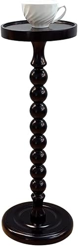 TAUODUYY Mesa auxiliar para sofá, hogar escandinavo en la mesa auxiliar redonda de madera maciza, mesa pequeña de esquina de té de estilo americano