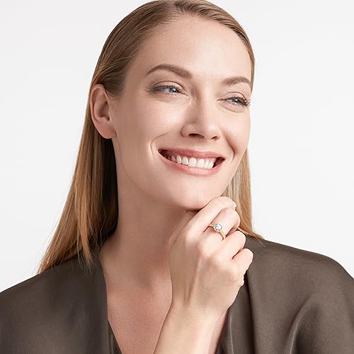 18K Yellow Gold Plated .925 Sterling Silver 4-Prong Cubic Zirconia Solitaire Engagement Ring with Channel-Set Eternity Style Band - Size 6