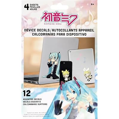 ملصقات جهاز Hatsune Miku مع رقائق معدنية (12 عبوة)