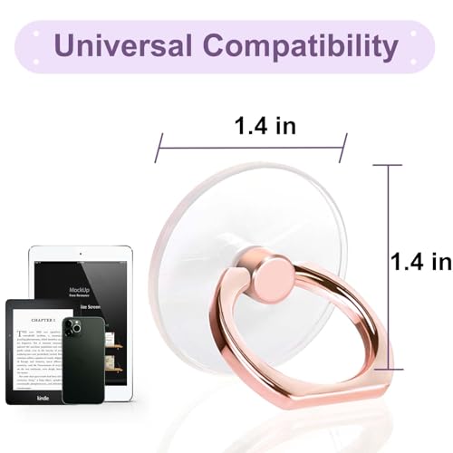 Image of 4 Pack Jsoerpay Cell Phone Ring Holder, Transparent Phone Ring 360Rotation Finger Ring Stand, Clear Phone Ring Finger Kickstand Compatible with Most of Phones, Tablet and Case (2Silver+2Rose Gold)