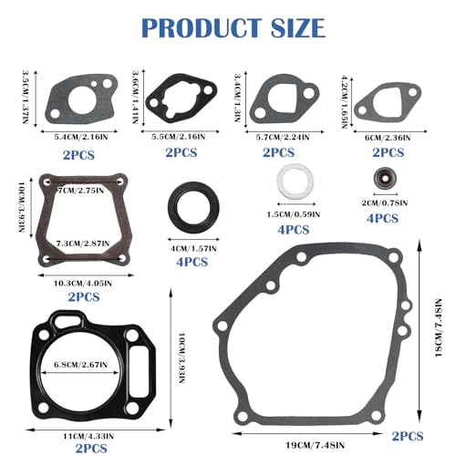 Image of Predator Hemi 212 Carburetor Exhaust Intake Gasket Kit, Small Engine Carb Head Gaskets Material Compatible with 196cc 212cc GX160 GX200 Power Equipment (212cc /GX160 Full Gasket Set)