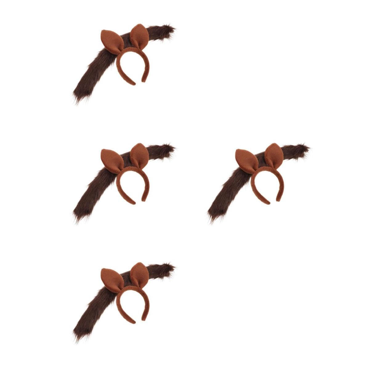 Healeved 4 Juegos Diadema de Cosplay Orejas de Caballo de Felpa Marrón para Disfraces, Accesorios Cómodos para Actuaciones y Celebraciones Infantiles y Adultas